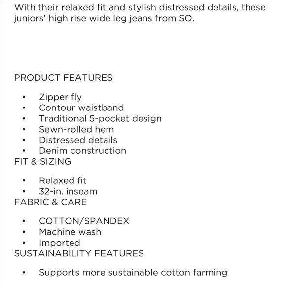 SO Super High Waist Wide Leg Distressed Faded Black Jeans NWT - Picture 2 of 2